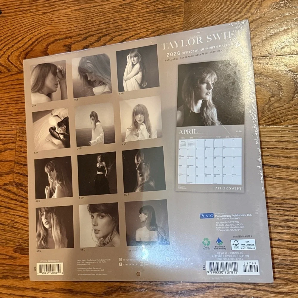 Taylor Swift OFFICIAL 2026 7 x 14 Inch Hanging Monthly Wall Calendar new sealed